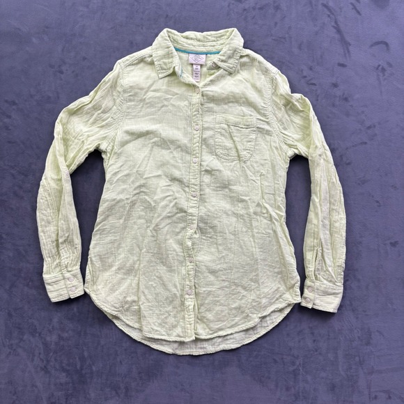 St. John's Bay Tops - St Johns Bay Womens XS Lime Green Cotton Gauze Tunic Button Down Shirt